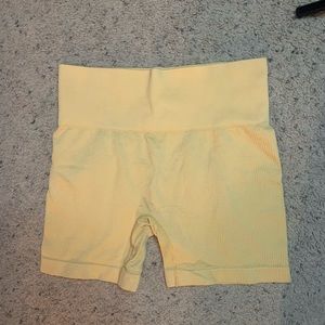 Ribbed Yellow Colsie Bike Shorts